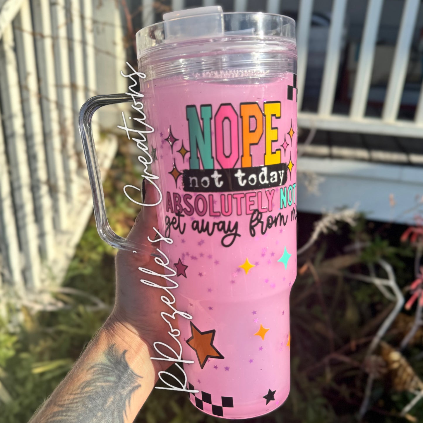 40oz Acrylic Snowglobe - NOPE NOT TODAY (Glow)