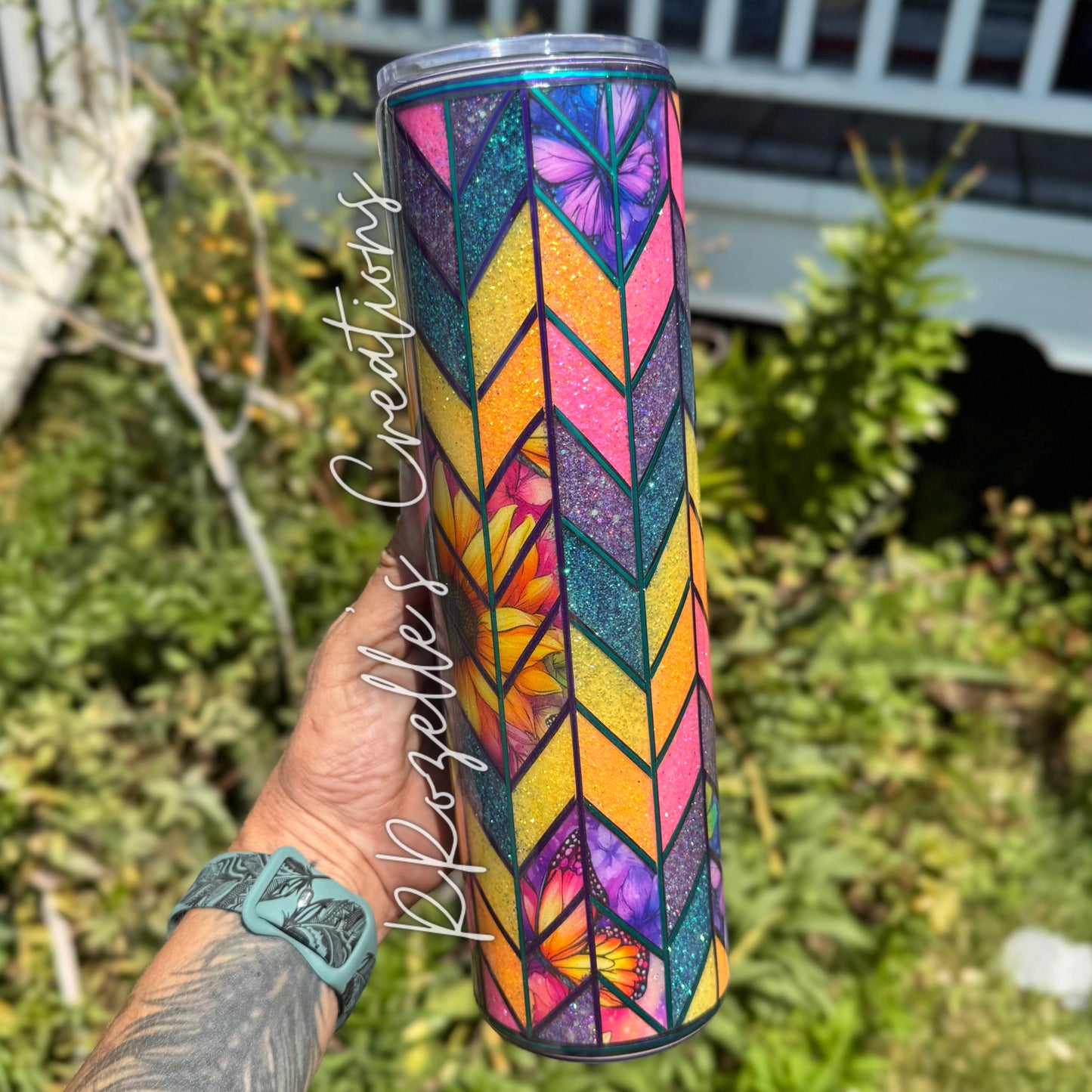 Rainbow Sunflower Stained Glass Tangram