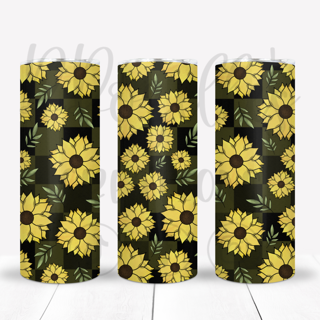 Sunflower Plaid Black Seamless