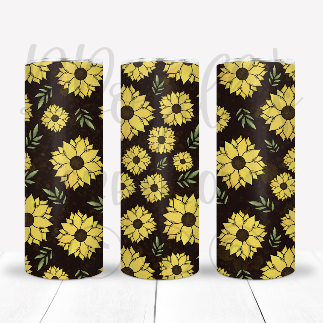 Sunflower Black Splatter Seamless