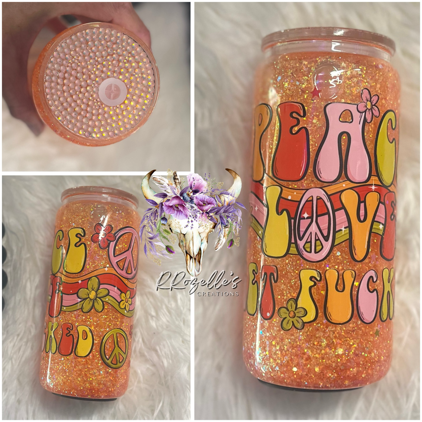 Peace Love Get Fucked Glass Snowglobe