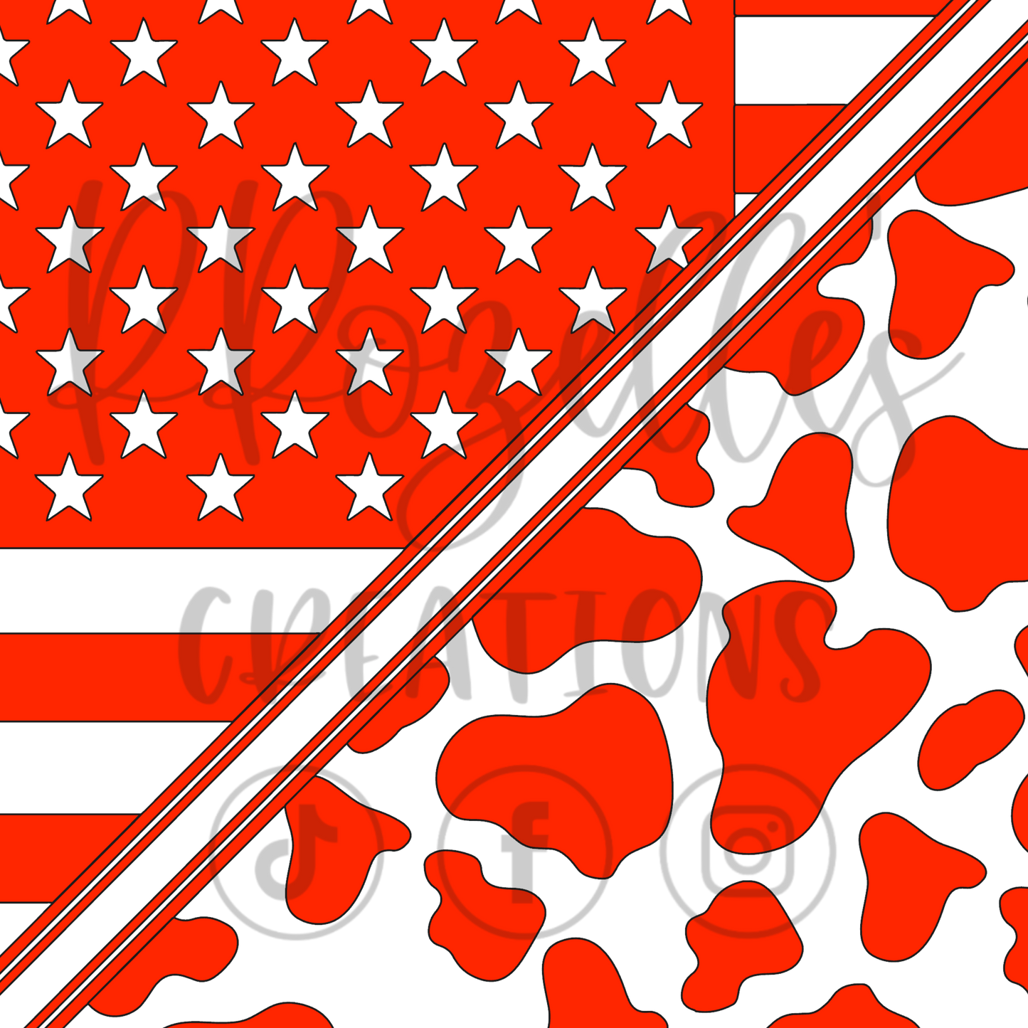 Flag Cow Split- SVG Template