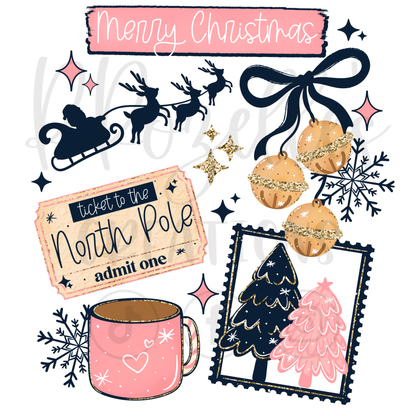 PINK TICKET TO THE NORTH POLE (MATCHING SLEEVES)