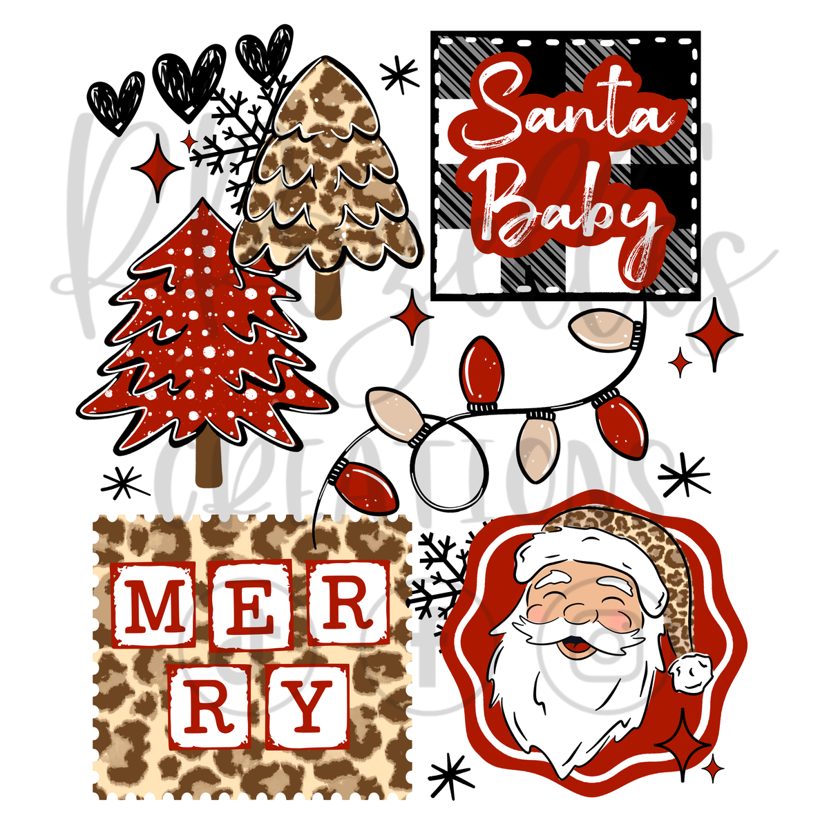 LEOPARD CHRISTMAS COLLAGE (MATCHING SLEEVES)