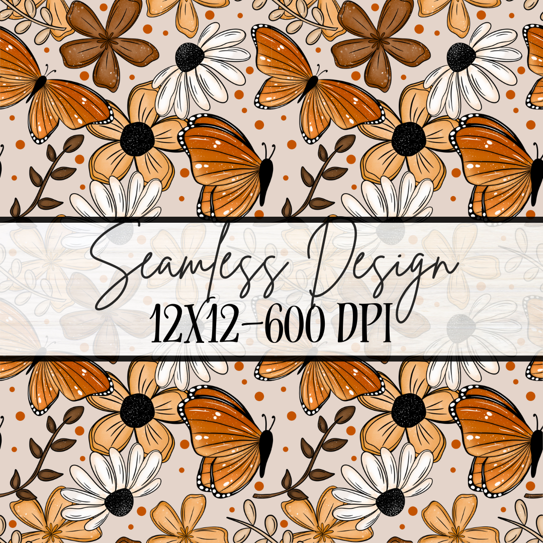 Floral Fall Butterfly-Scaled Print