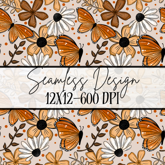 Floral Fall Butterfly-Scaled Print