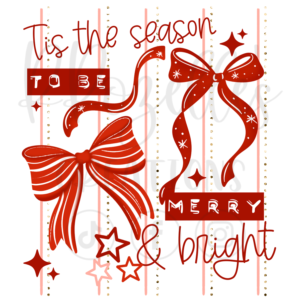 MERRY & BRIGHT RED BOWS (MATCHING SLEEVES)