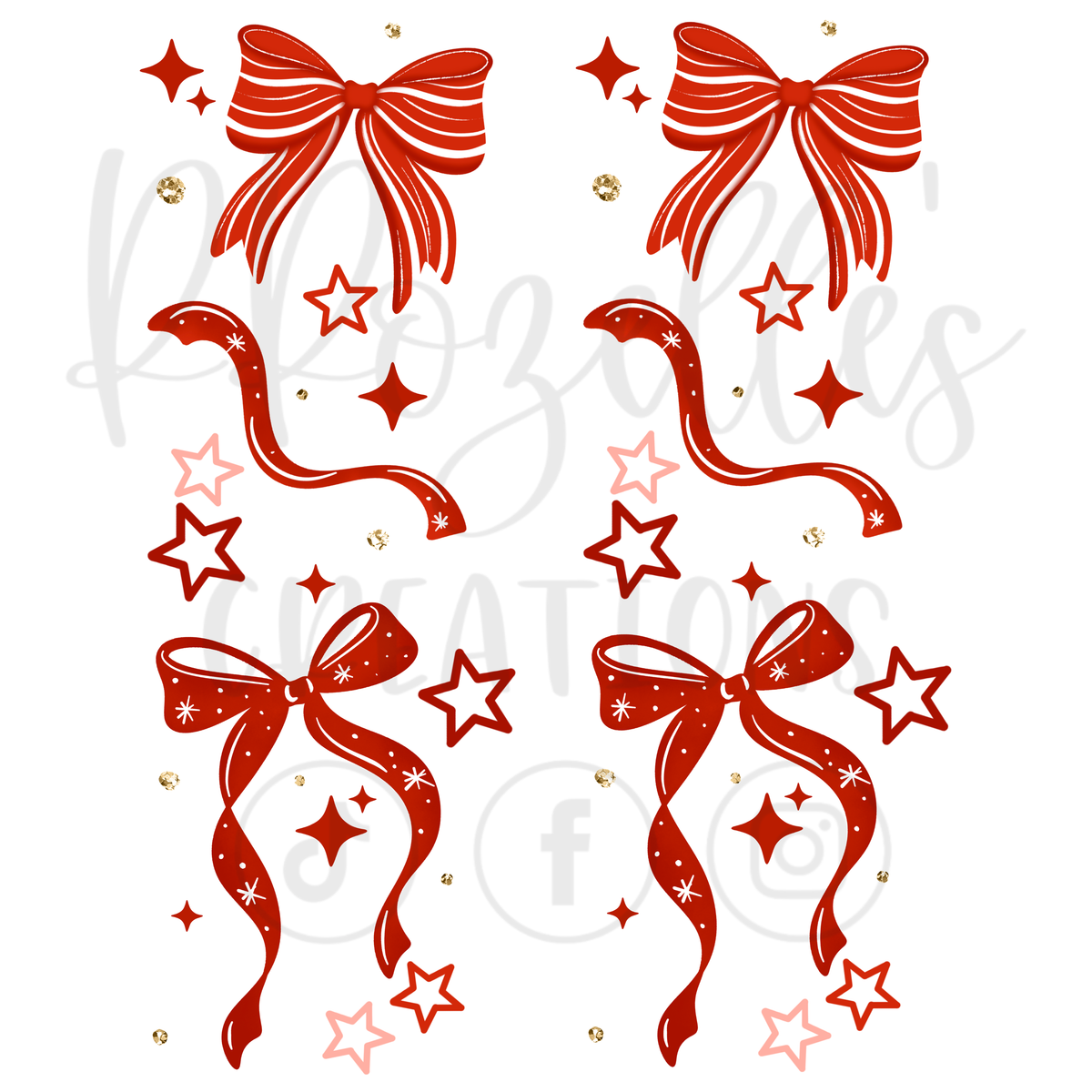 MERRY & BRIGHT RED BOWS (MATCHING SLEEVES)