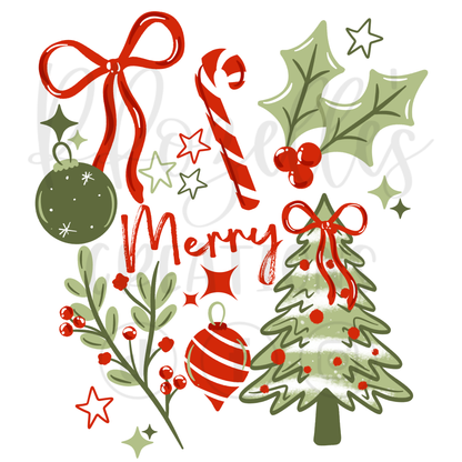 MERRY TREE & HOLLY (MATCHING SLEEVES)