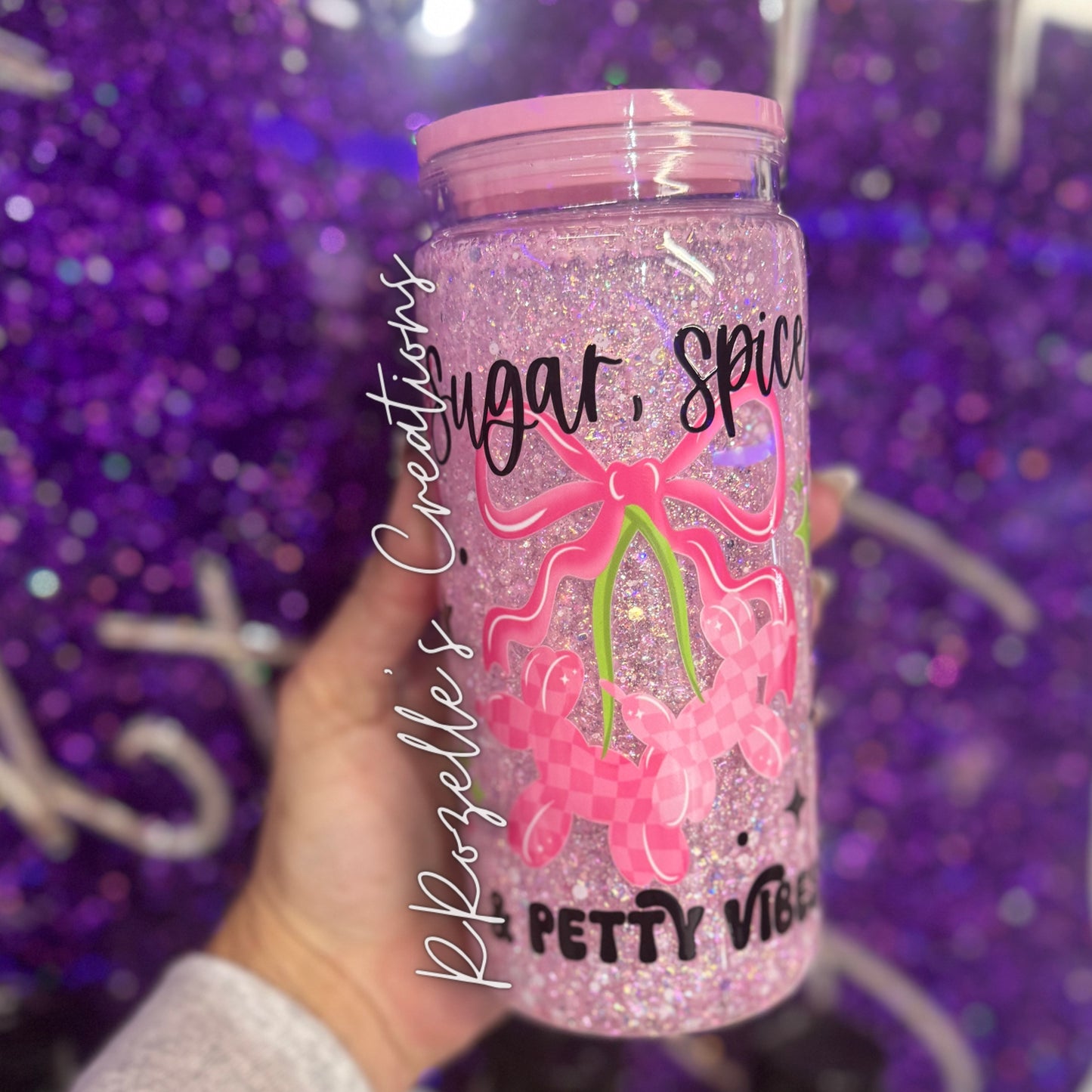 20oz Acrylic Snow Globe- Sugar, Spice, PETTY VIBES