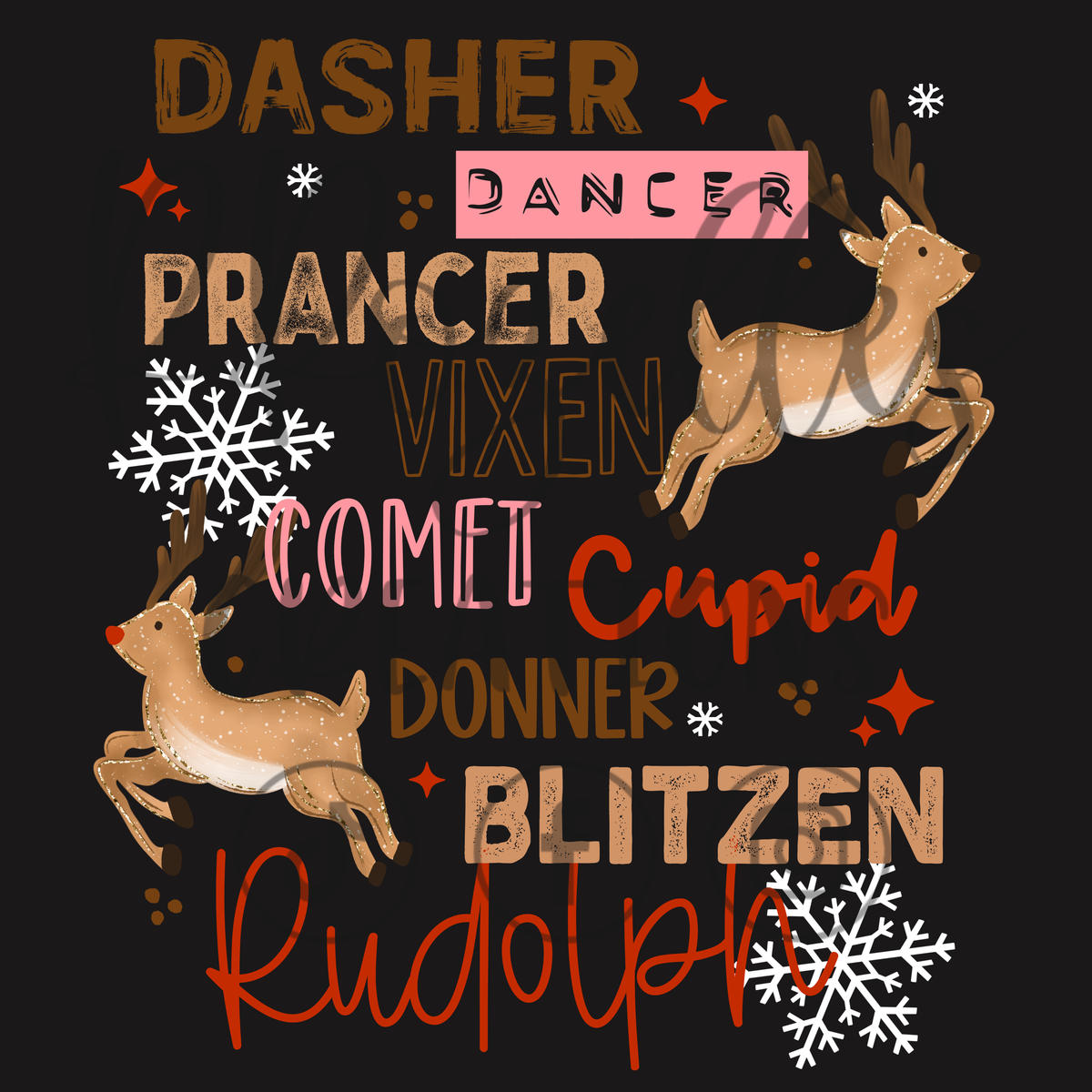 REINDEER NAMES- RED/PINK
