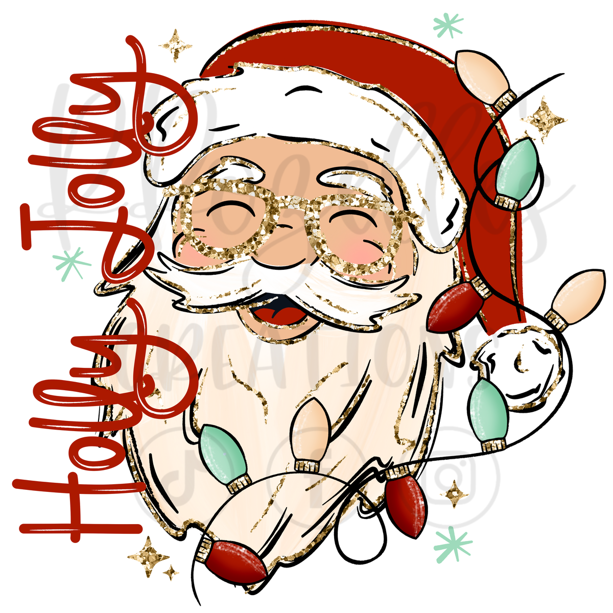 HOLLY JOLLY SANTA- LIGHT COMPLEXION (MATCHING SLEEVES)