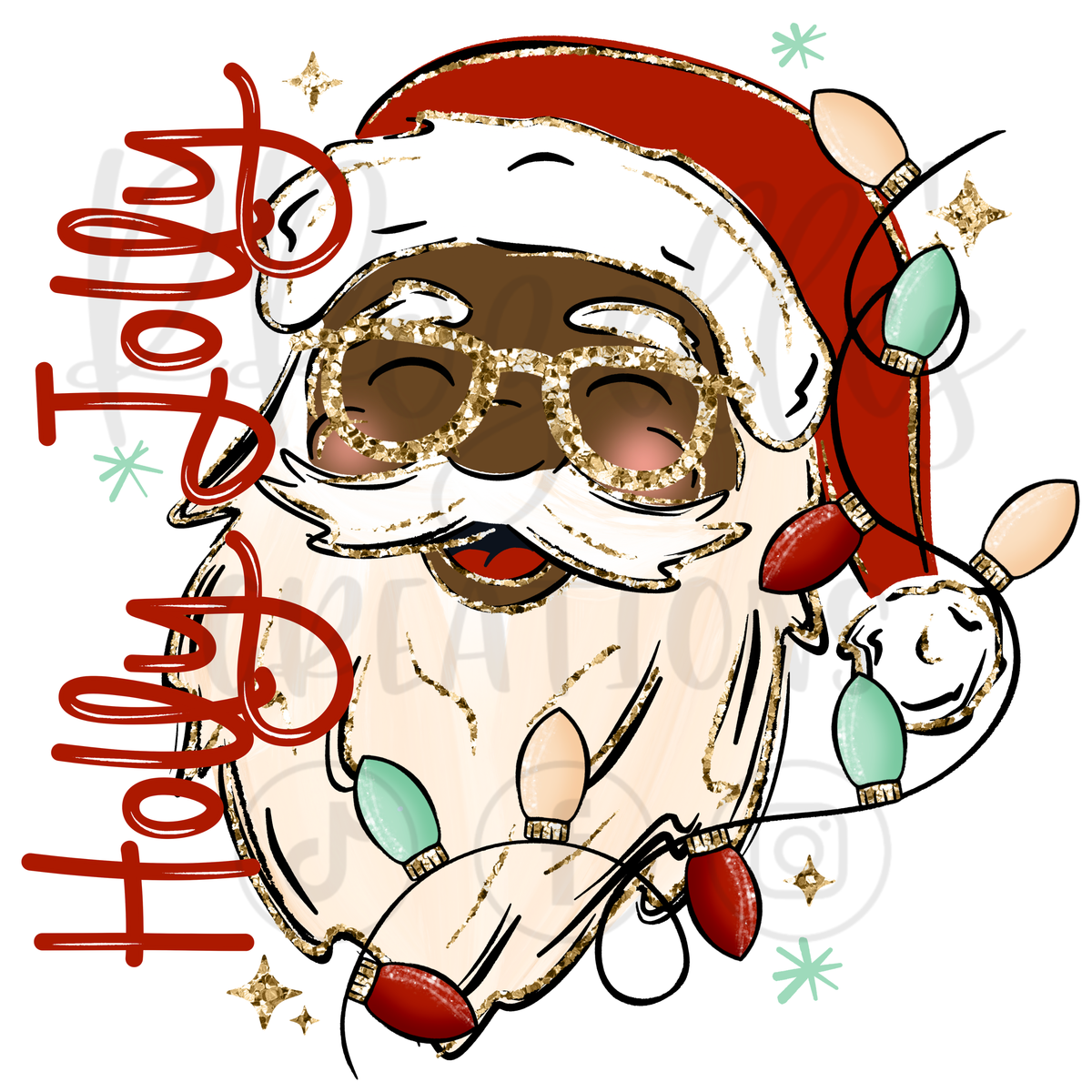 HOLLY JOLLY SANTA-DARK COMPLEXION (MATCHING SLEEVES)