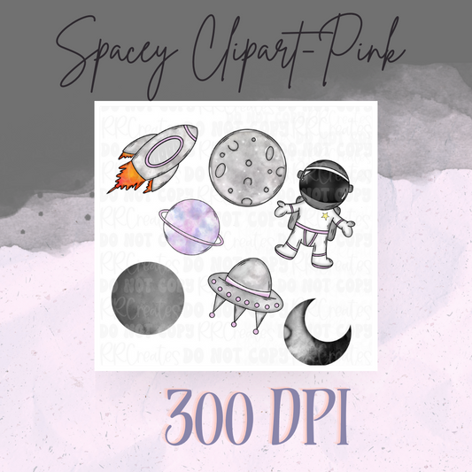 Space ClipArt Set- Pink