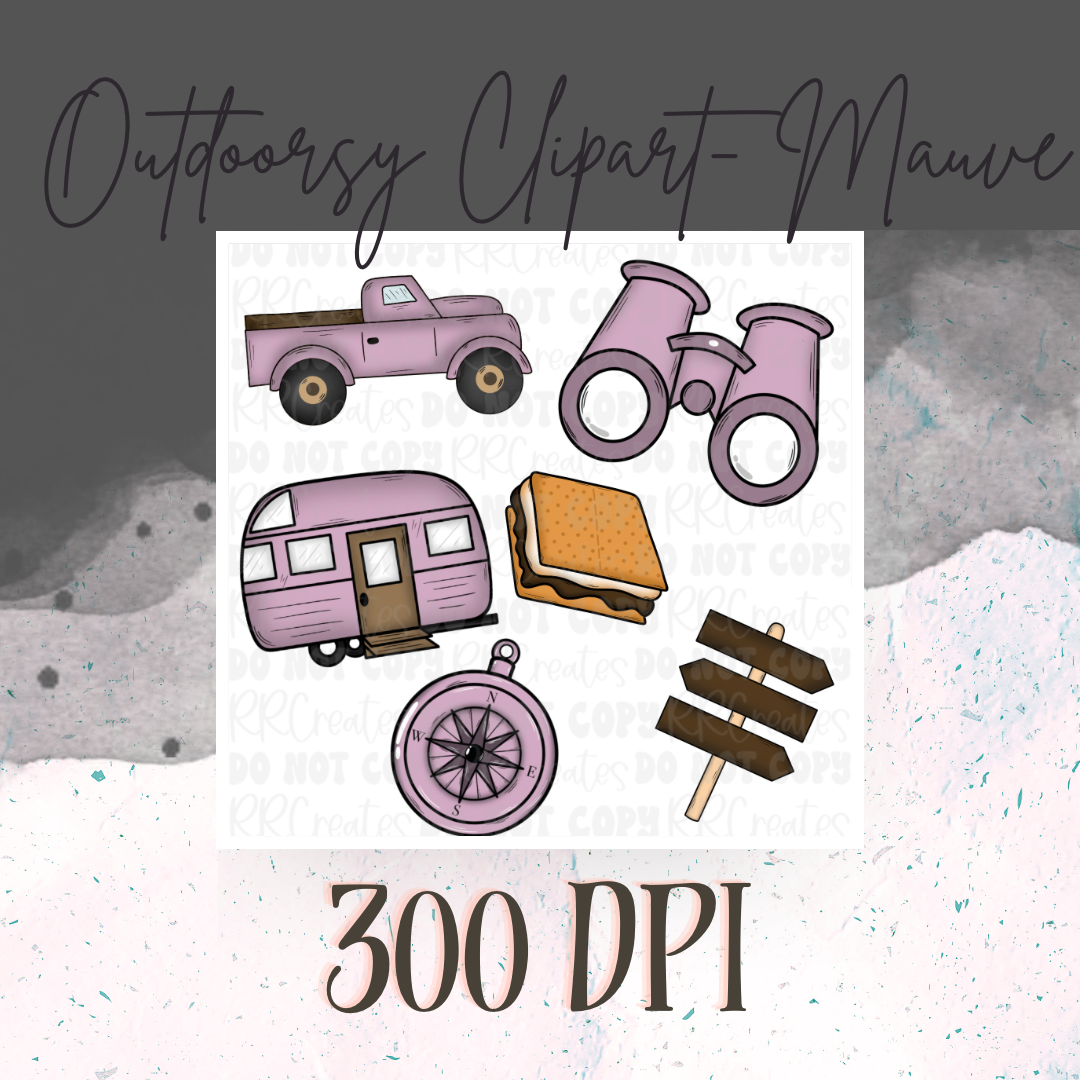 Outdoorsy ClipArt Set- Mauve