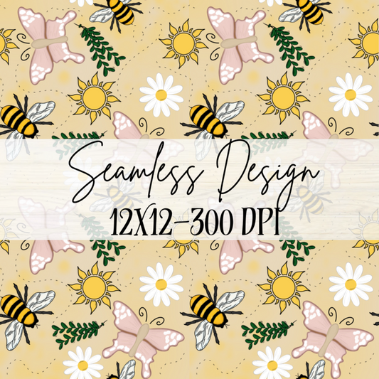 Springtime Seamless-Small Print-Cream BG