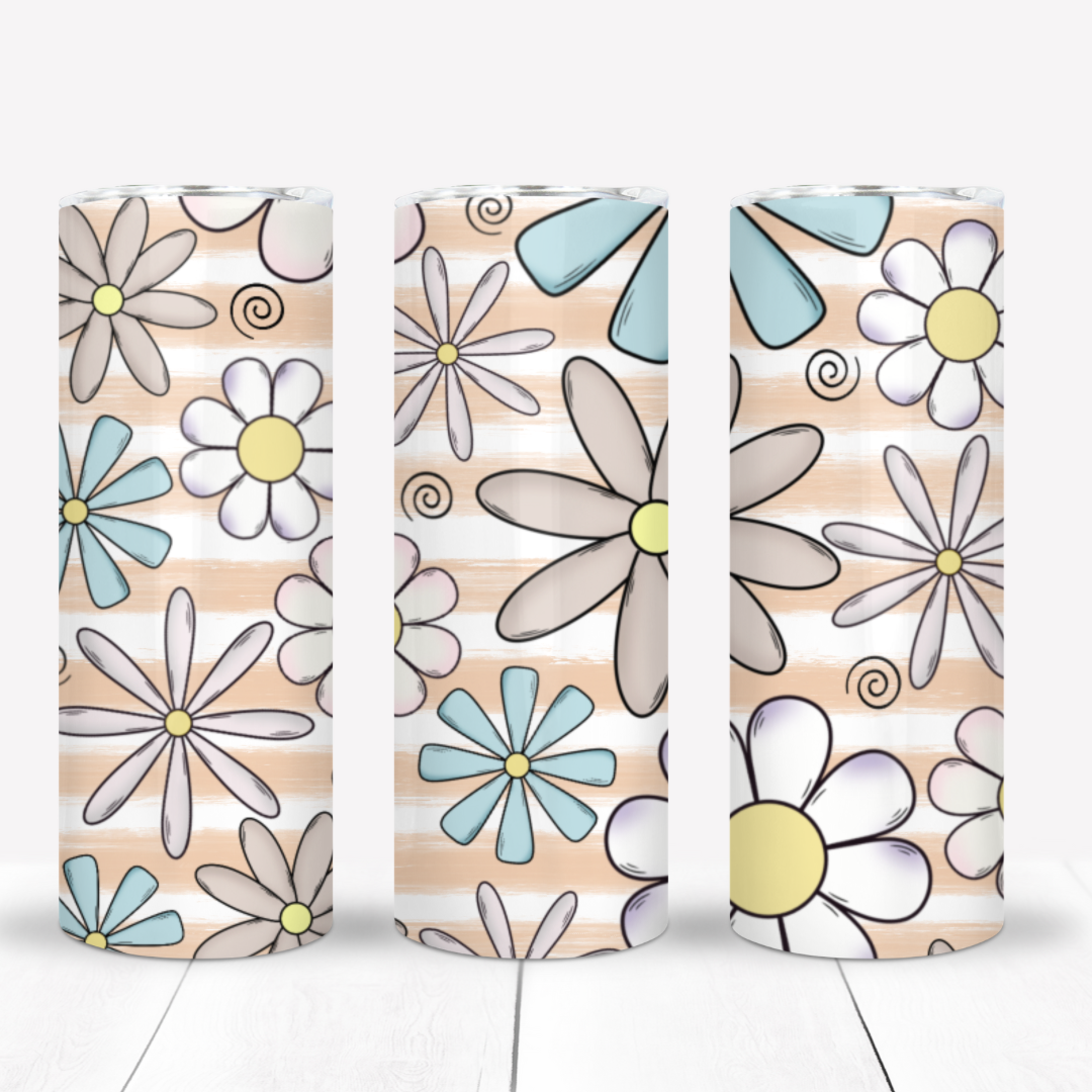 Retro Flowers Brush Seamless- Large Print