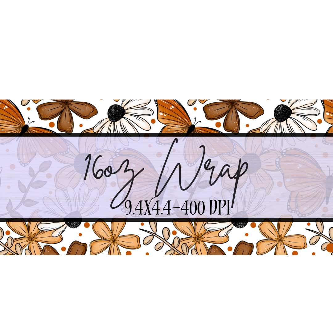 Floral Fall Butterfly 16oz Wrap