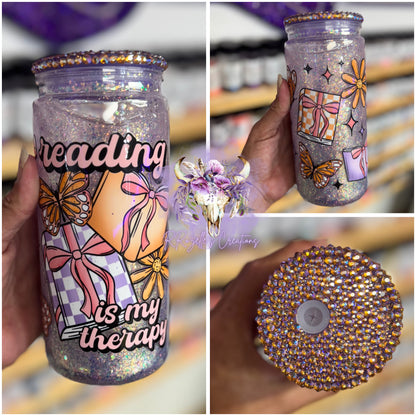 20oz Acrylic Snowglobe -Reading is My therapy