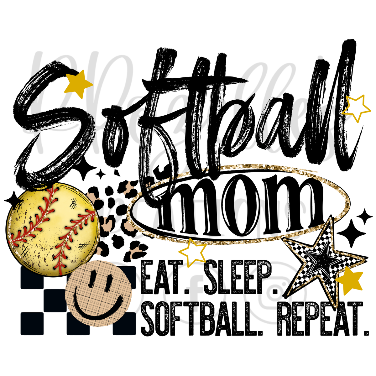 SOFTBALL MOM- EAT.SLEEP.SOFTBALL.REPEAT