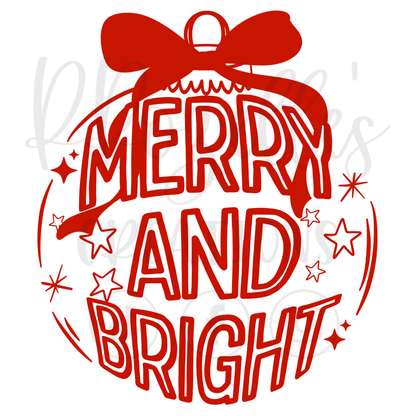 MERRY & BRIGHT ORNAMENT- RED OR WHITE