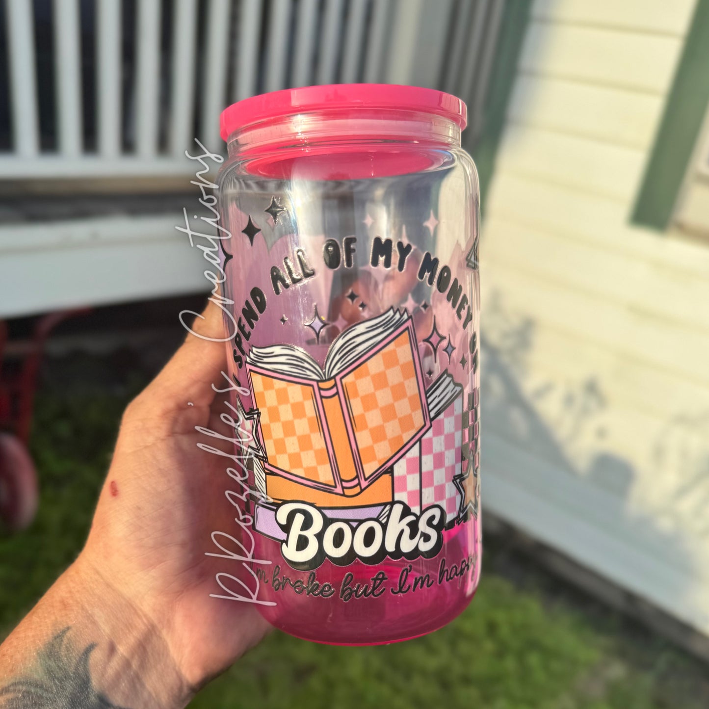 160z Pink Ombre Glass Can- I'm broke but I'm happy!