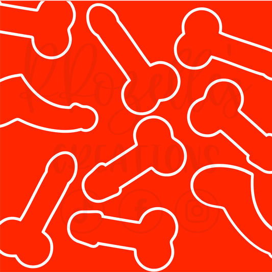 White bone outlines on a red background