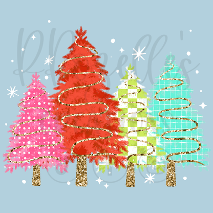 COLORFUL TREES- WHITE STARS