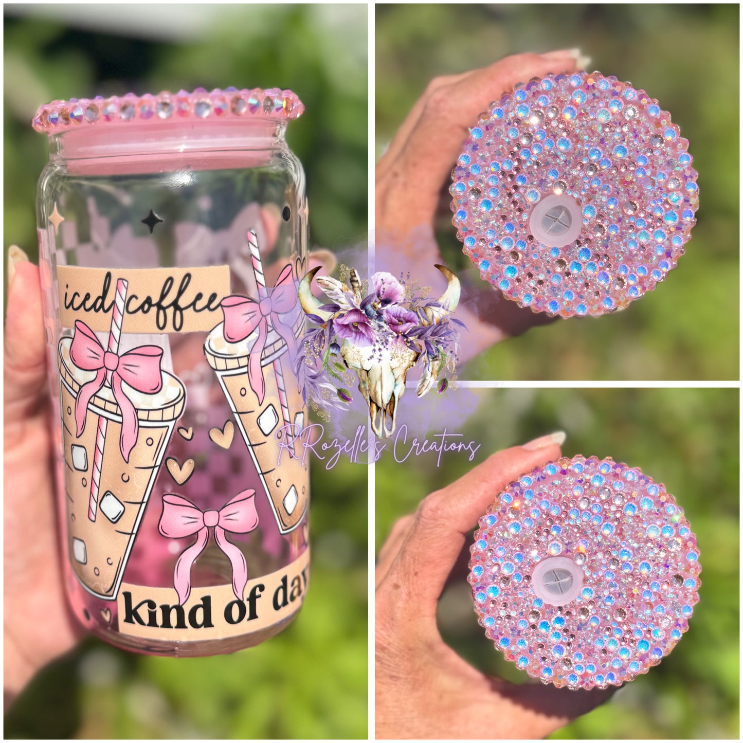 Iced Coffee Kind Of Day- 16oz Pink Ombre Glass Can