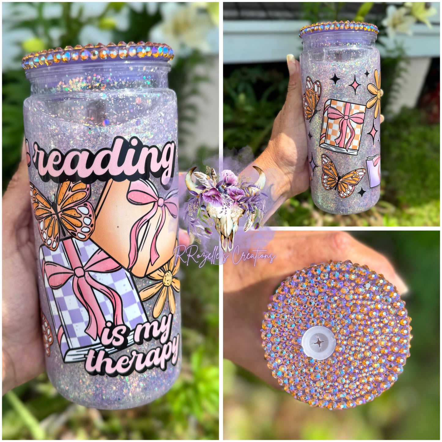 20oz Acrylic Snowglobe -Reading is My therapy