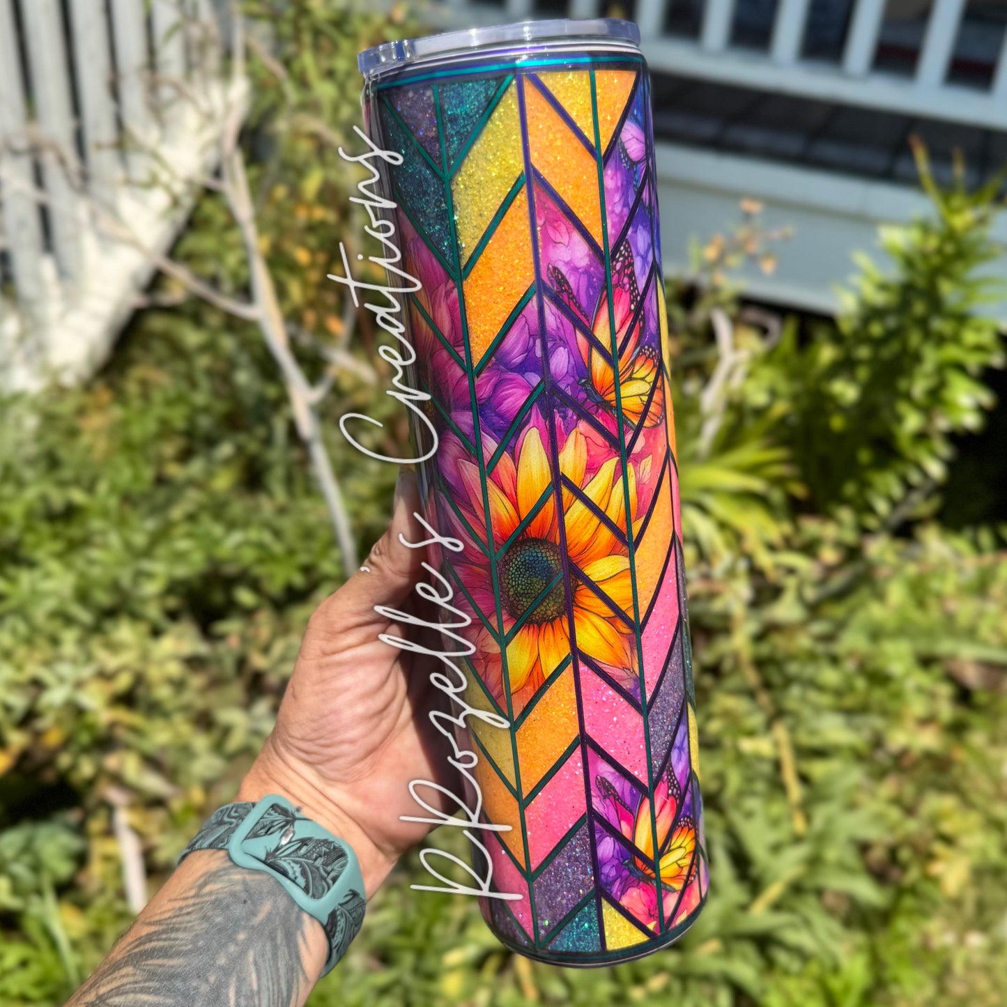 Rainbow Sunflower Stained Glass Tangram