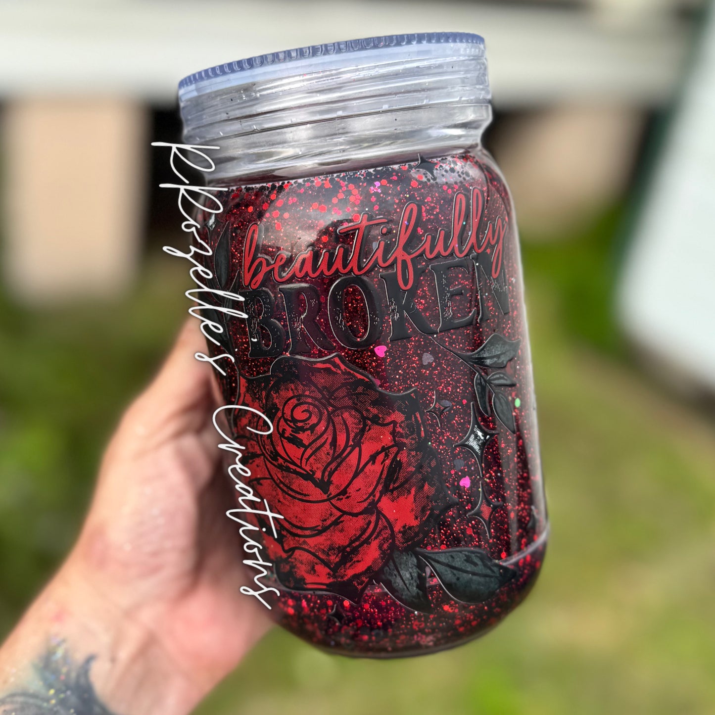 Beautifully Broken Mason Jar Snowglobe