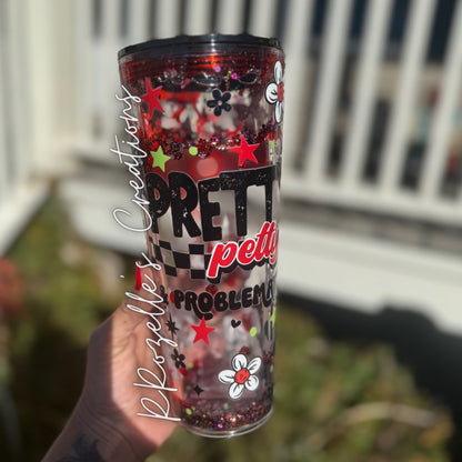 24oz Acrylic Snowglobe with Glitter Lava Drip- Pretty Petty Problematic!