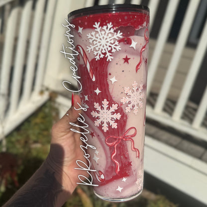 24oz Acrylic Snowglobe with Glitter 2 Color Lava Drip- Sweet But Twisted