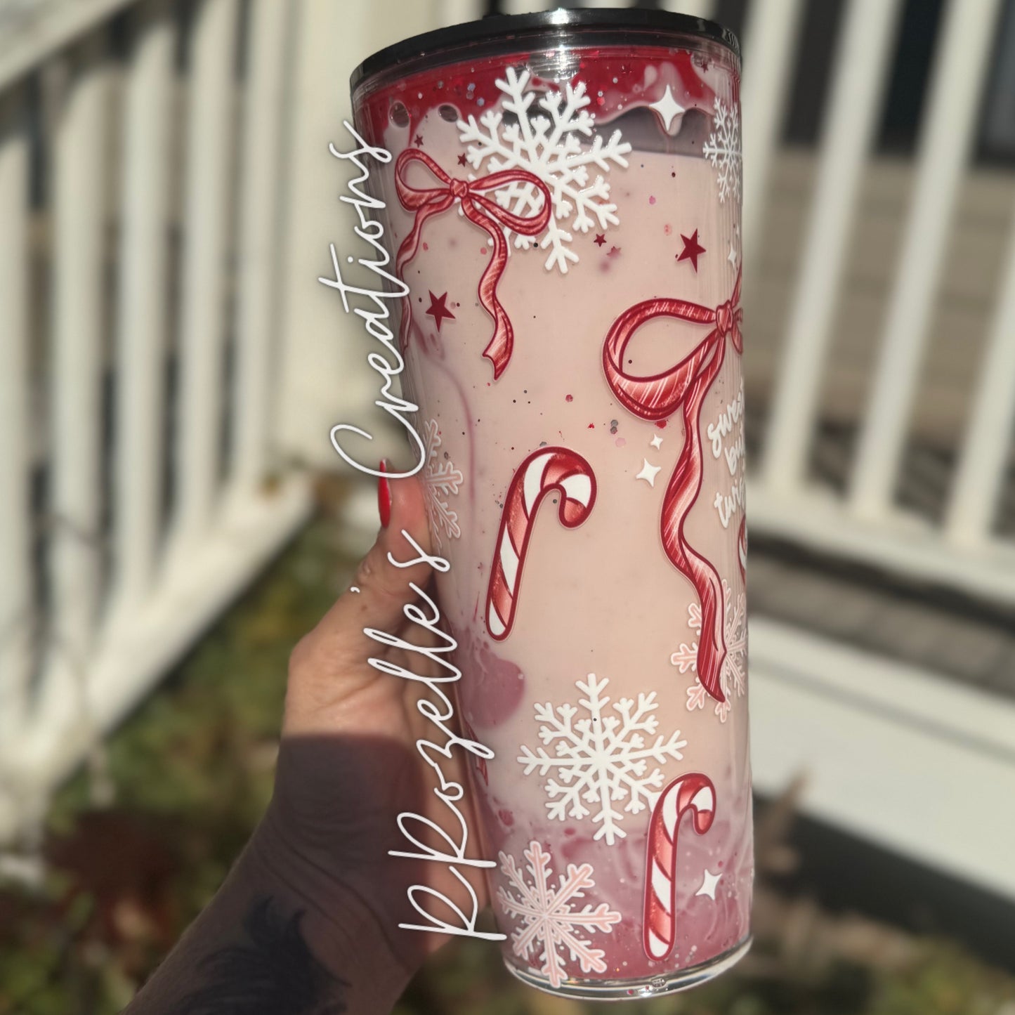 24oz Acrylic Snowglobe with Glitter 2 Color Lava Drip- Sweet But Twisted